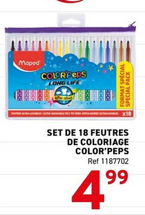 SET DE 18 FEUTRES DE COLORIAGE COLOR'PEPS