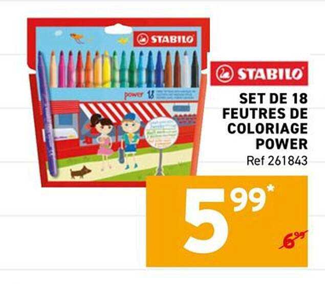 SET DE 18 FEUTRES DE COLORIAGE POWER