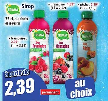 Sirop TRIMM 75 cl, au choix