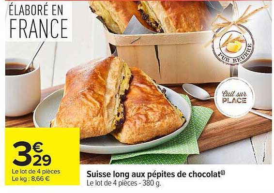 Suisse long aux pépites de chocolat(i)