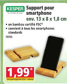 Support pour smartphone env. 13 x 8 x 1,8 cm