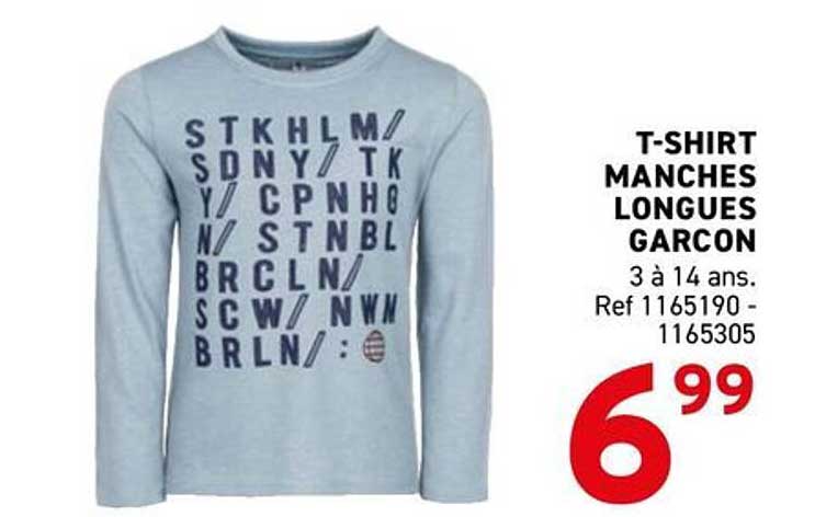 T-SHIRT MANCHES LONGUES GARCON 3 à 14 ans. Ref 1165190 - 1165305