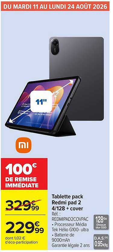 Tablette pack Redmi pad 2 4/128 + cover