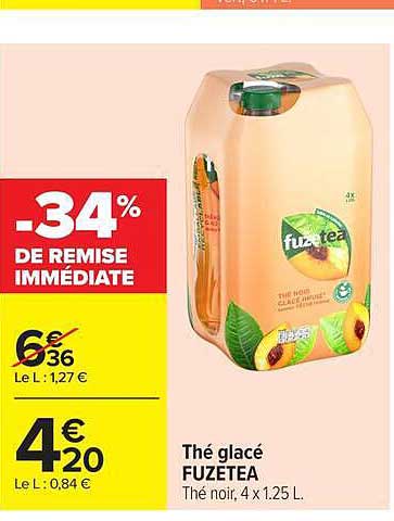 Thé glacé FUZETEA Thé noir, 4 x 1.25 L.