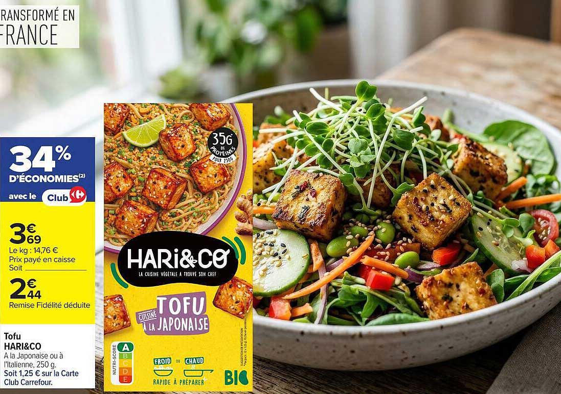 Tofu HARI&CO À la Japonaise ou à l'Italienne, 250 g