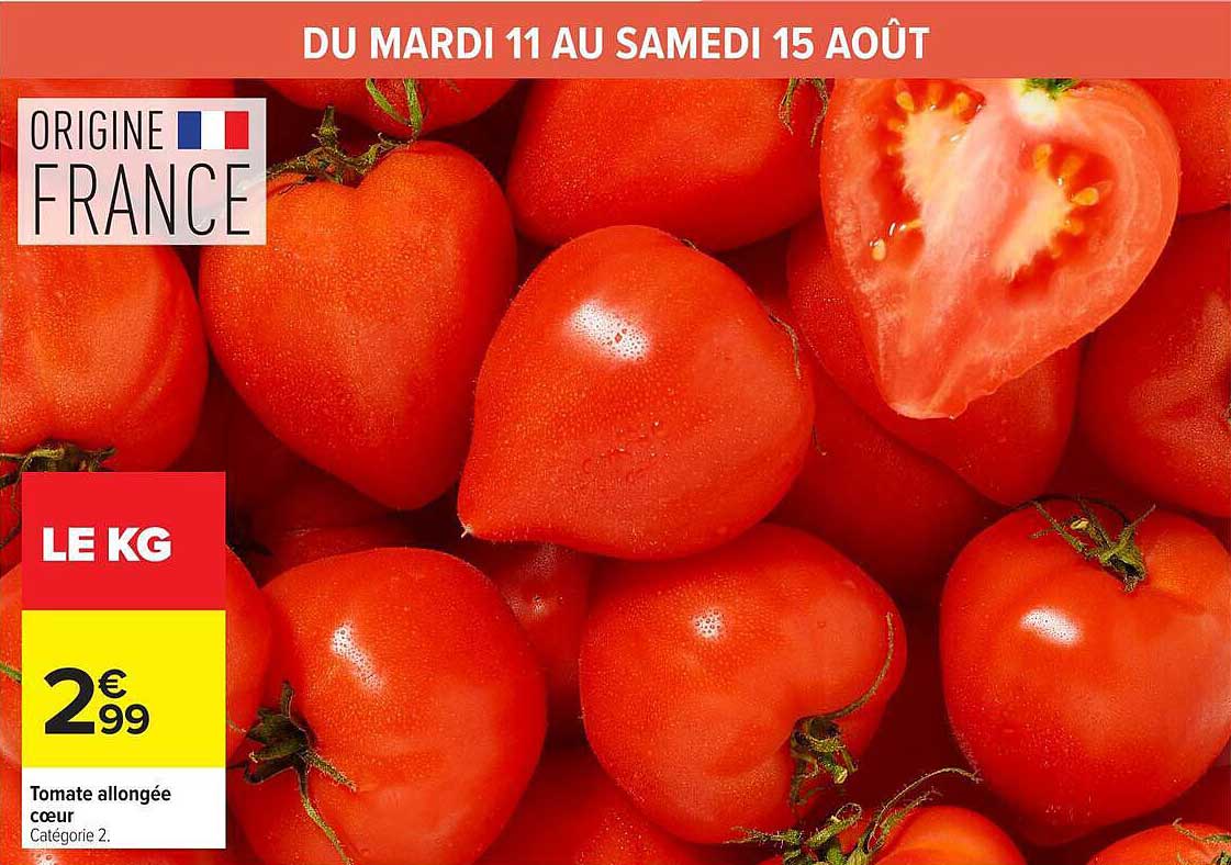 Tomate allongée cœur catégorie 2