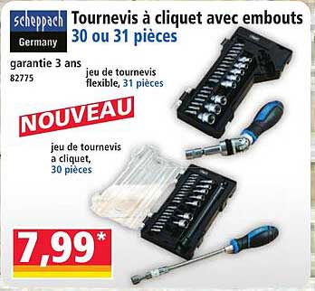 Tournevis à cliquet avec embouts 30 ou 31 pièces