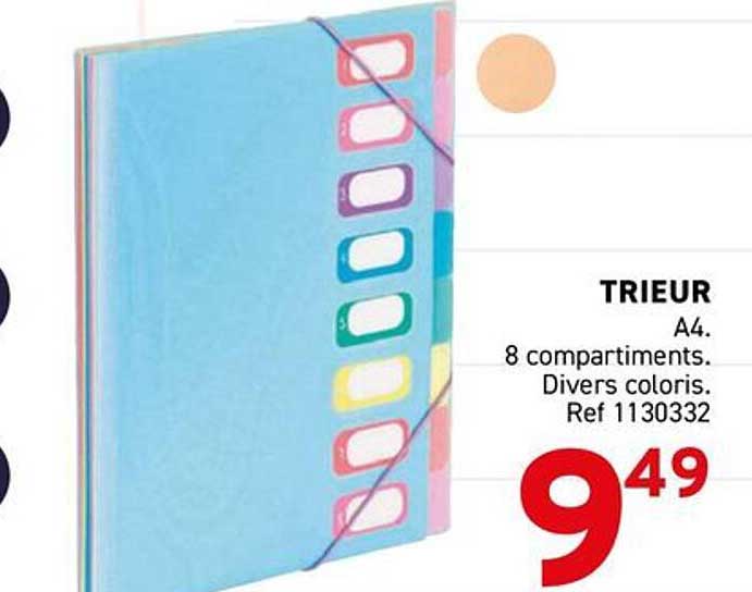 TRIEUR A4. 8 compartiments. Divers coloris. Ref 1130332