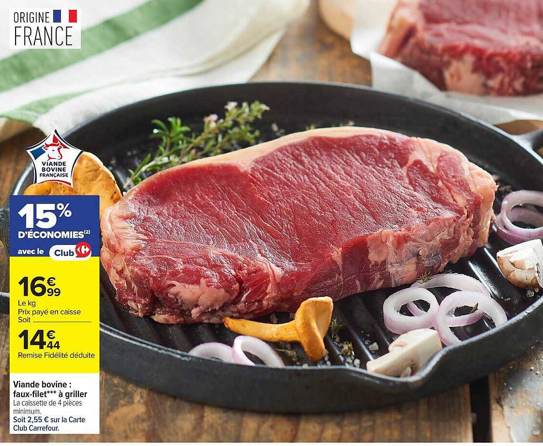 Viande bovine : faux-filet*** à griller
