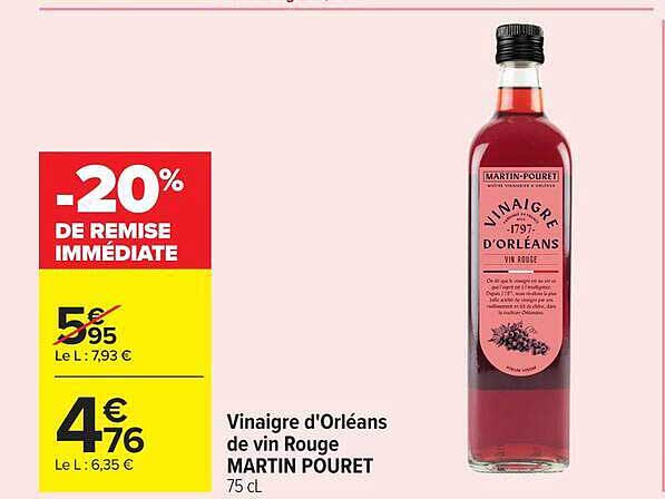 Vinaigre d'Orléans de vin Rouge MARTIN POURET