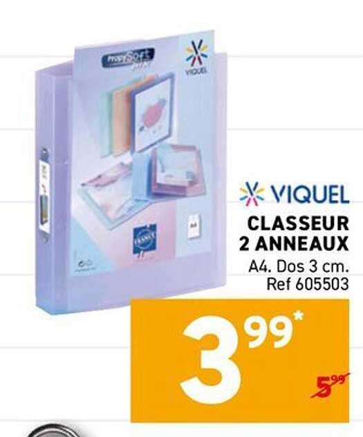 VIQUEL CLASSEUR 2 ANNEAUX A4. Dos 3 cm. Ref 605503