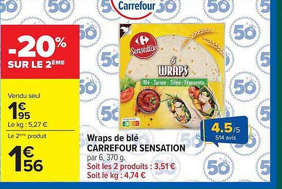 Wraps de blé CARREFOUR SENSATION