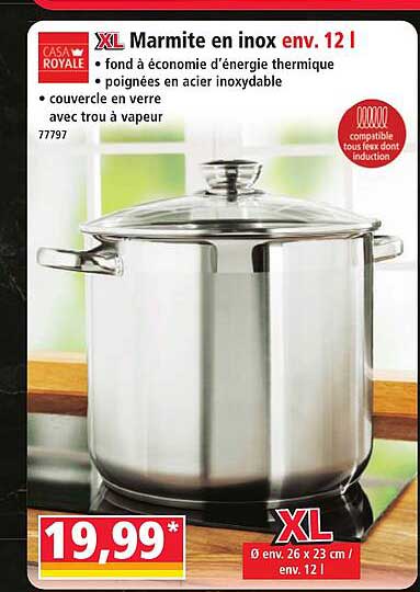 XL Marmite en inox env. 12 l