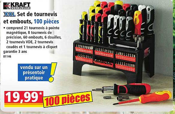 XXL Set de tournevis et embouts, 100 pièces
