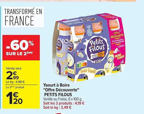 Yaourt à Boire "Offre Découverte" PETITS FILOUS