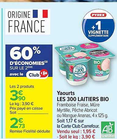 Yaourts LES 300 LAITIERS BIO