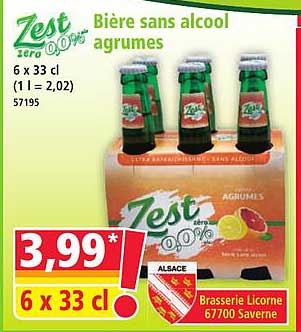 Zest Bière sans alcool agrumes