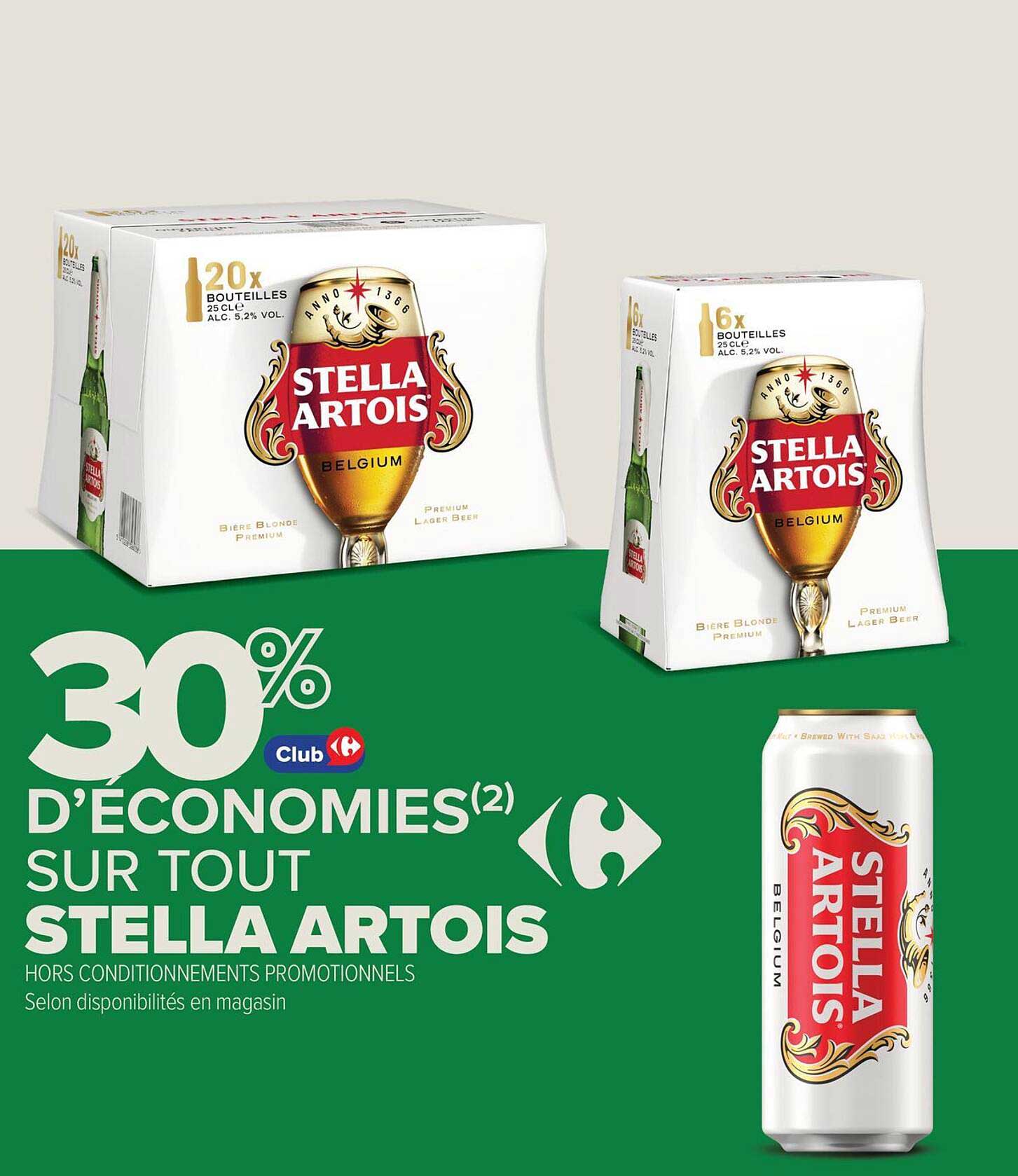 30% d’économies sur tout Stella Artois