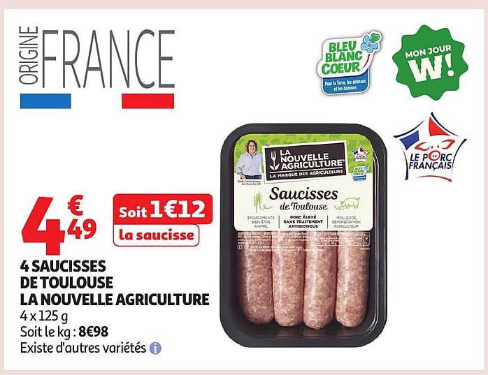 4 Saucisses de Toulouse La Nouvelle Agriculture