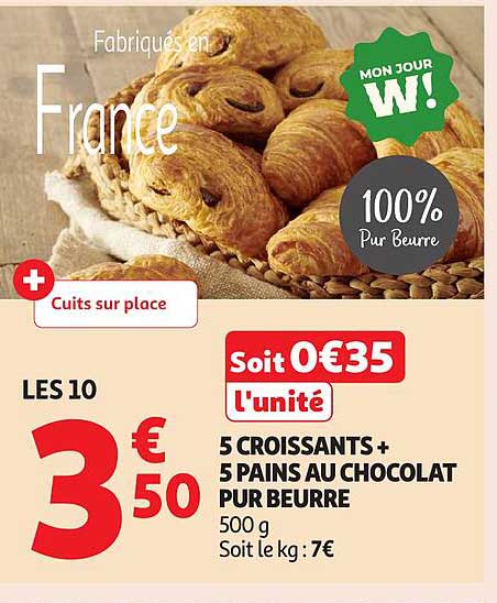 5 Croissants + 5 Pains au Chocolat Pur Beurre