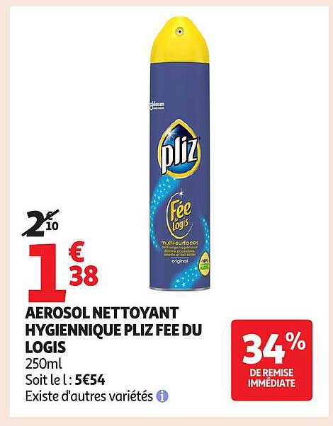 AEROSOL NETTOYANT HYGIÉNIQUE PLIZ FÉE DU LOGIS