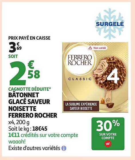 BÂTONNET GLACÉ SAVEUR NOISETTE FERRERO ROCHER