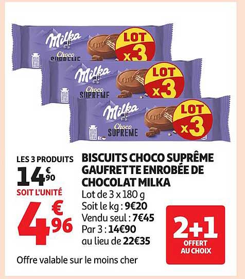 BISCUITS CHOCO SUPRÊME GAUFRETTE ENROBÉE DE CHOCOLAT MILKA
