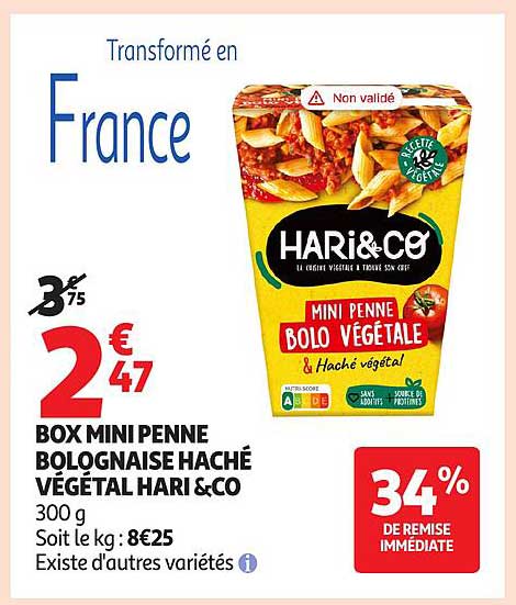 BOX MINI PENNE BOLOGNAISE HACHÉ VÉGÉTAL HARI&CO