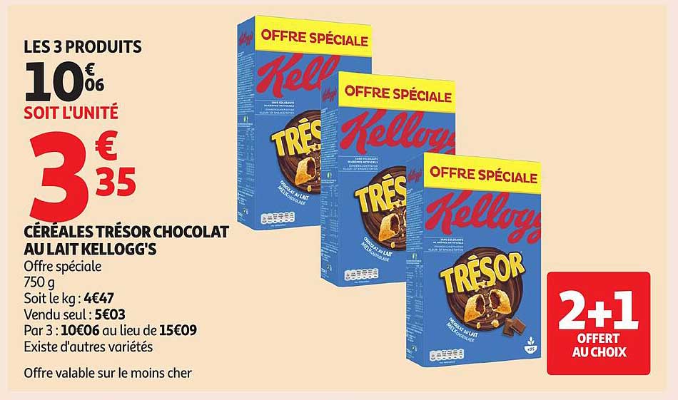 CÉRÉALES TRÉSOR CHOCOLAT AU LAIT KELLOGG'S
