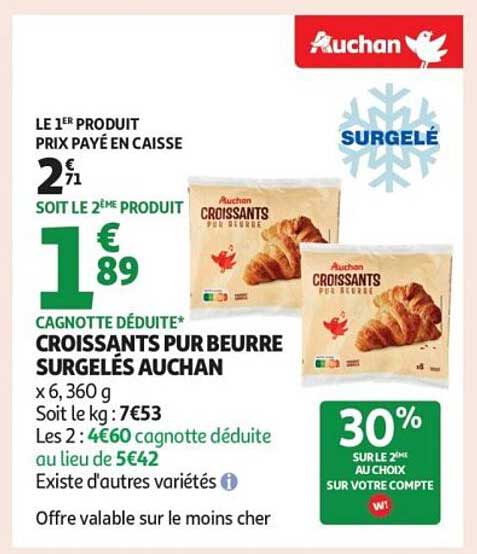 CROISSANTS PUR BEURRE SURGELÉS AUCHAN