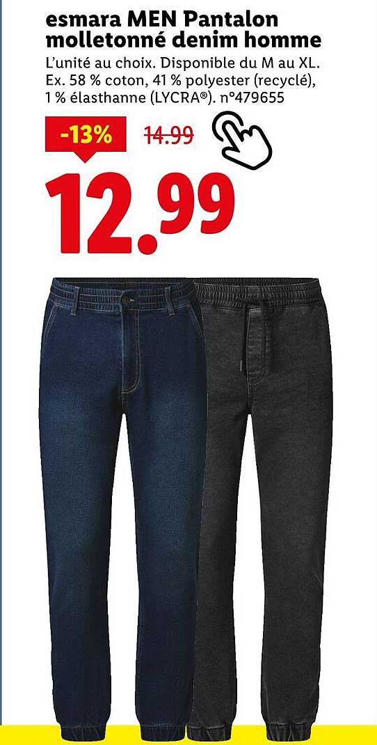 esmarra MEN Pantalon molletonné denim homme