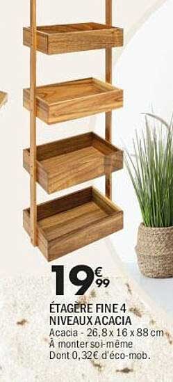 ÉTAGÈRE FINE 4 NIVEAUX ACACIA