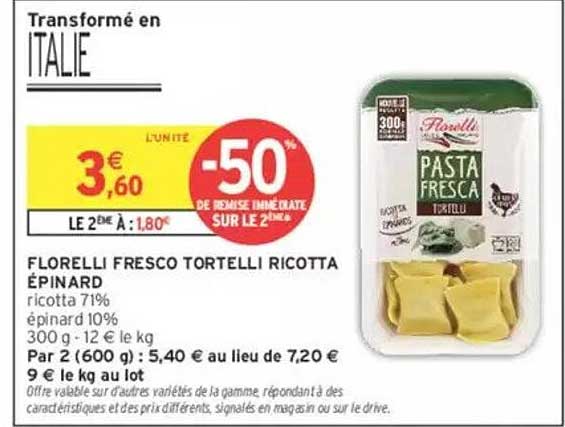 FLORELLI FRESCO TORTELLI RICOTTA ÉPINARD