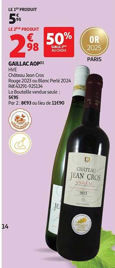 GAillac AOP Château Jean Cros Rouge 2023 ou Blanc Perlé 2024