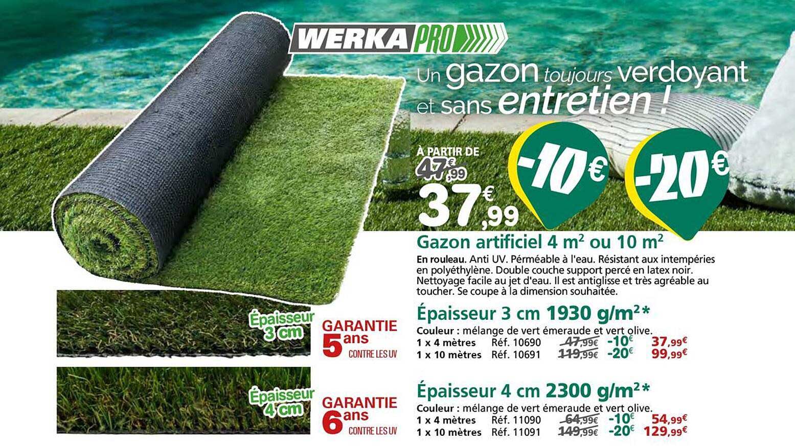 Gazon artificiel 4 m² ou 10 m²
