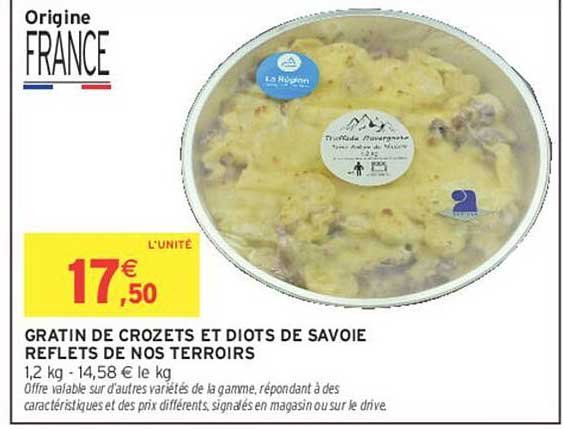 GRATIN DE CROZETS ET DIOTS DE SAVOIE REFLETS DE NOS TERROIRS