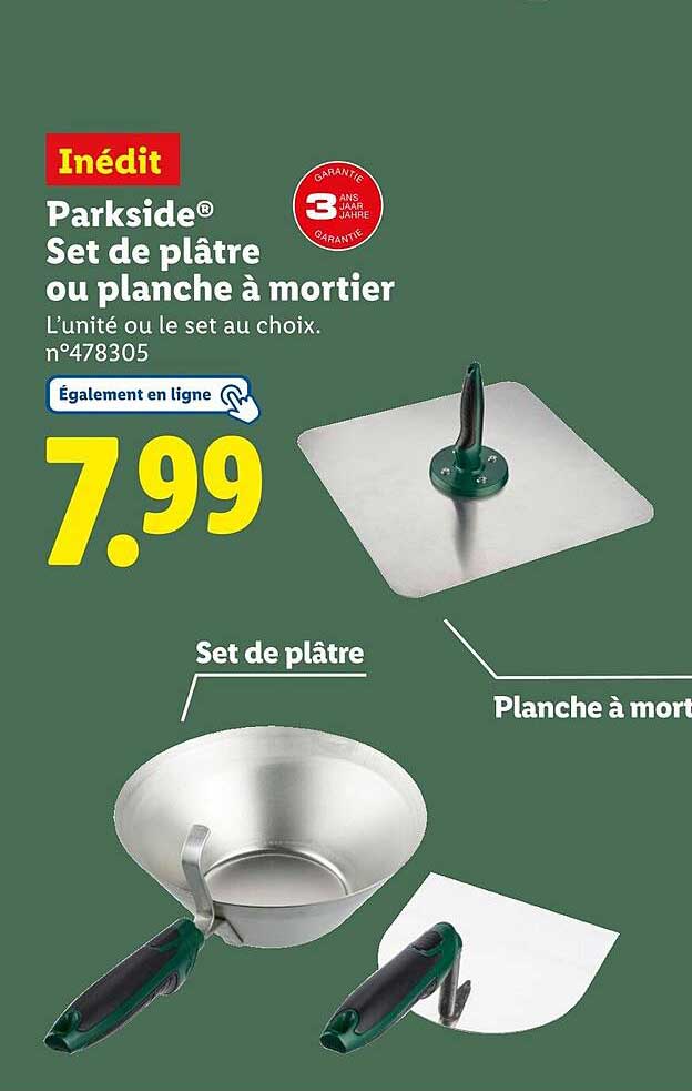 Inédit Parkside® Set de plâtre ou planche à mortier