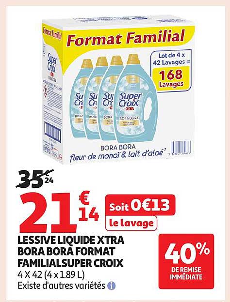 LESSIVE LIQUIDE XTRA BORA BORA FORMAT FAMILIAL SUPER CROIX