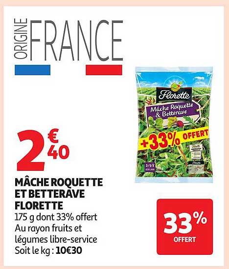 MÄCHE ROQUETTE ET BETTERAVE FLORETTE