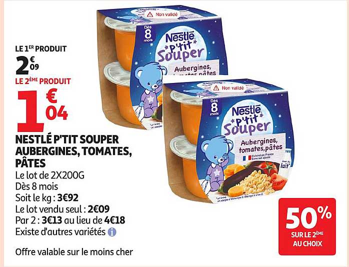 NESTLÉ P'TIT SOUPER AUBERGINES, TOMATES, PÂTES
