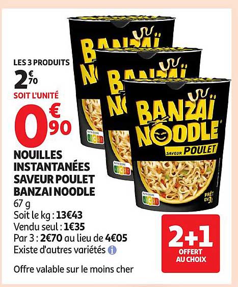 NOUILLES INSTANTANÉES SAVEUR POULET BANZAI NOODLE
