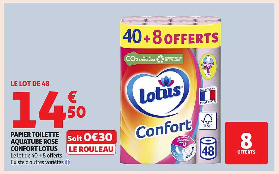 PAPIER TOILETTE AQUATABE ROSE CONFORT LOTUS