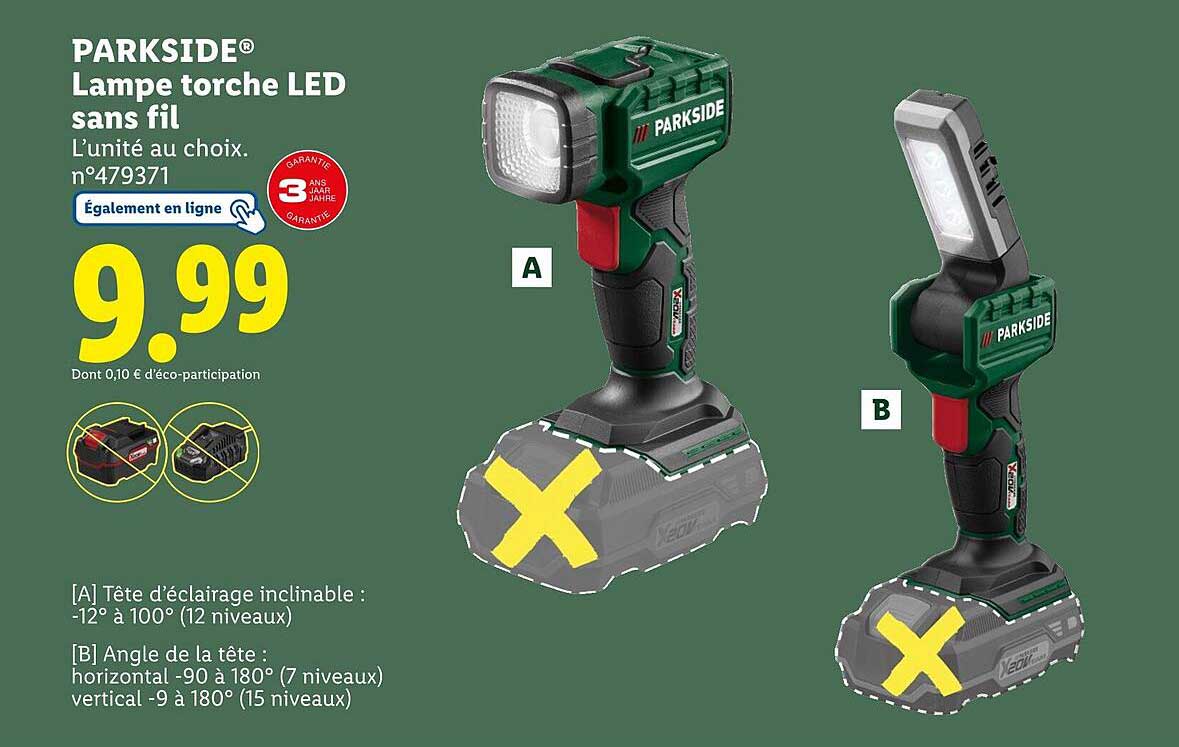 PARKSIDE® Lampe torche LED sans fil