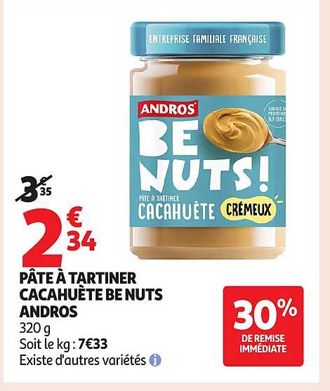 PÂTE À TARTINER CACAHUÈTE BE NUTS ANDROS