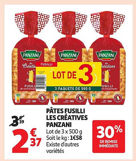 PÂTES FUSILLI LES CRÉATIVES PANZANI