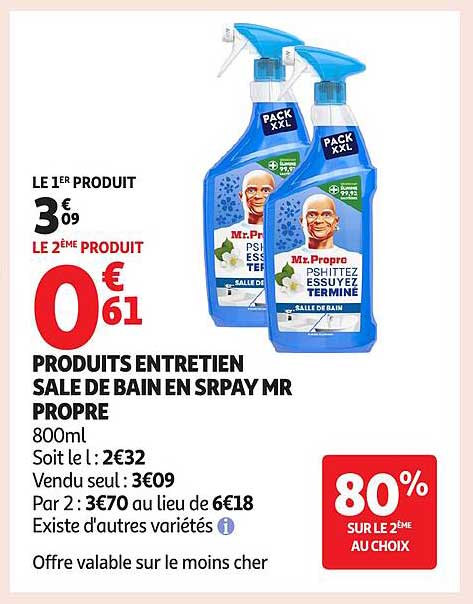 PRODUITS ENTRETIEN SALLE DE BAIN EN SPRAY MR PROPRE