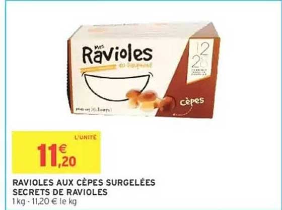 RAVIOLES AUX CÈPES SURGELÉES SECRETS DE RAVIOLES