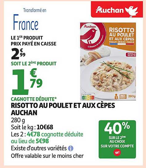 RISOTTO AU POULET ET AUX CÈPES AUCHAN