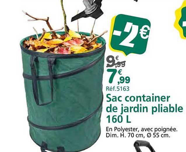 Sac container de jardin pliable 160 L