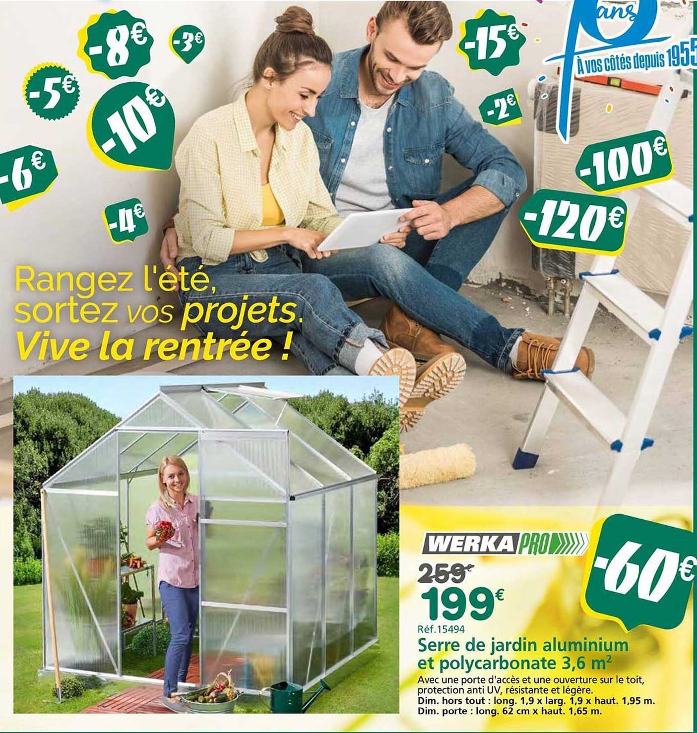 Serre de jardin aluminium et polycarbonate 3,6 m²